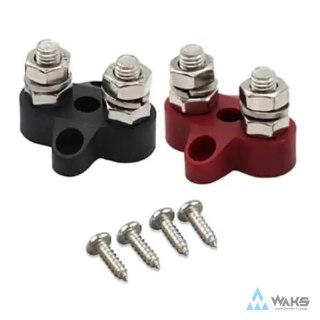 Dual Terminal Stud M8-linked set (1 red/1 black)