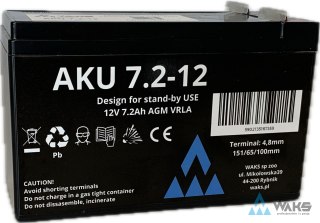 AKU 7.2-12: akumulator AGM 12V / 7,2Ah