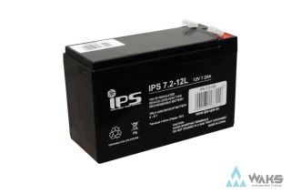 IPS 7.2-12L: IPS 7.2-12L: akumulator VRLA AGM 12V 7,2Ah, 6-9lat, T2 6,3mm, do UPS