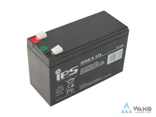 IPSH 9-12L: akumulator VRLA AGM 12V 9Ah, mocowy, 290W/10min 6-9lat, T2 6,3mm, do UPS