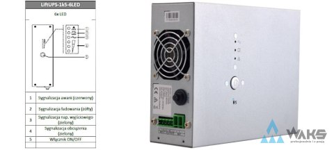 LiftUPS-1k5-6LED-BC60: UPS for Lift/elevator systems, 230V 1500VA/900W, 6-LED display, Battery ch...