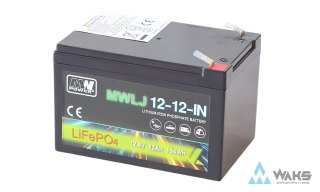 MWLJ 12-12-IN: MWLJ 12-12-IN: akumulator LiFePO4 12.8V/12Ah IN / LiFePO4 battery 12.8V/12Ah IN - (152x98x97mm)