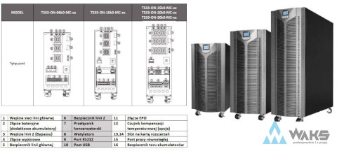 TS33-ON-15k0-MC-5: UPS 3-f/3f 3x400Vac 15kVA/13.5kW 240Vdc backup 5min/75%