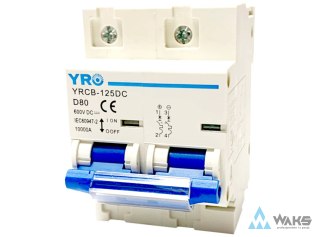 YRCB-125DC D80: DC breaker 600Vdc/80A ch-ka D, wyłącznik prądu stałego, 2P, 10kA