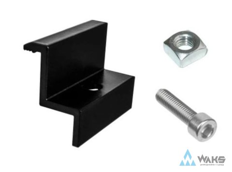 Zestaw klemy zewnętrznej ze śrubami do montażu panelu 40mm do szyny PVS-R1 czarny