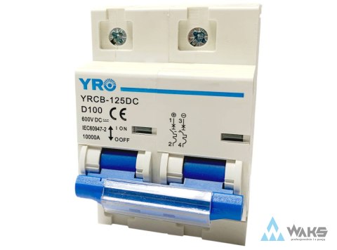 DC breaker 600Vdc/100A ch-ka D, wyłącznik prądu stałego, 2P, 10kA DC breaker 600Vdc/100A ch-ka D, wyłącznik prądu stałego, 2P, 10kA