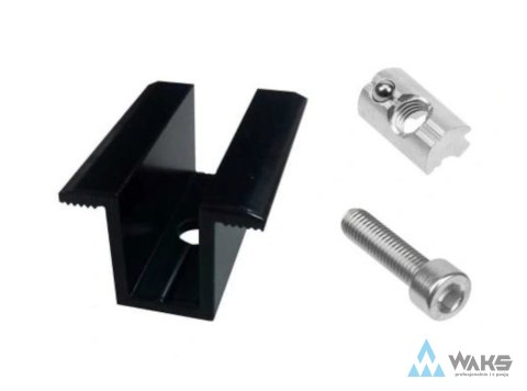 Zestaw klemy środkowej ze śrubami do montażu paneli 40mm do szyny PVS-R1 czarny