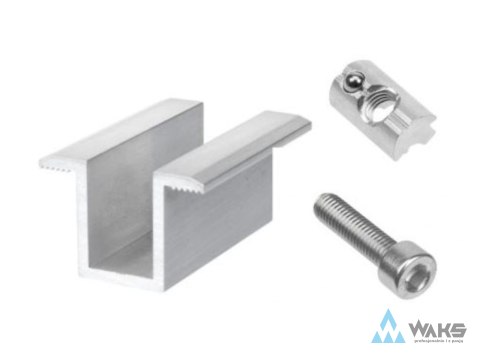 Zestaw klemy środkowej ze śrubami do montażu paneli 40mm do szyny PVS-R1 Zestaw klemy środkowej ze śrubami do montażu paneli 40mm do szyny PVS-R1